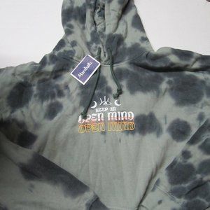 Neon Riot L green tie dye Keep an open mind hoodie sweatshirt NEW